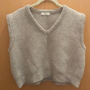 Cream Colored Cropped Wool Sweater Vest